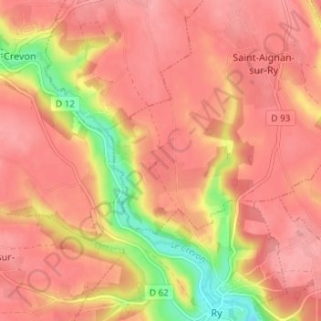 Topografische kaart Épinay, hoogte, reliëf