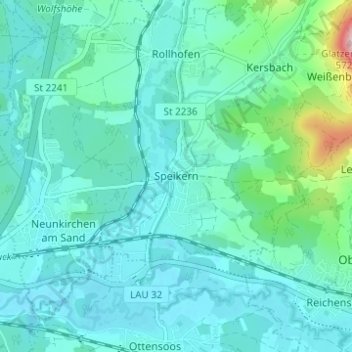 Topografische kaart Speikern, hoogte, reliëf