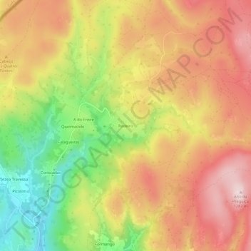 Topografische kaart Rodeiro, hoogte, reliëf