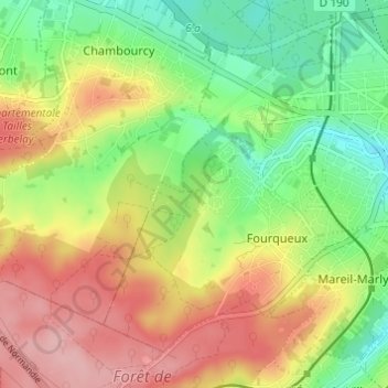 Topografische kaart La Vente, hoogte, reliëf