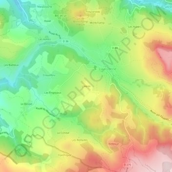 Topografische kaart L'Herm, hoogte, reliëf