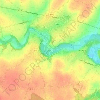Topografische kaart Ribière, hoogte, reliëf