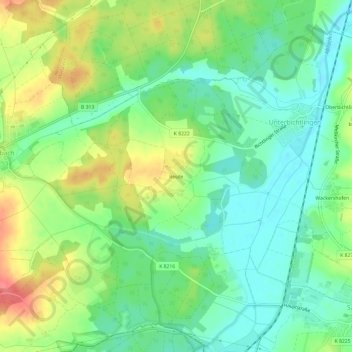 Topografische kaart Reute, hoogte, reliëf