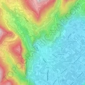 Topografische kaart Gavazzo, hoogte, reliëf