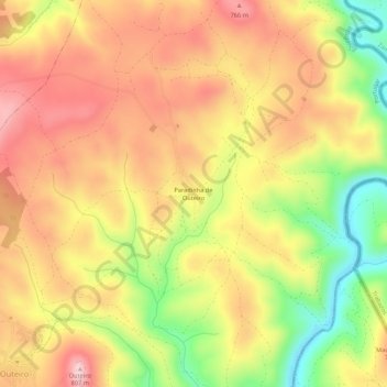 Topografische kaart Paradinha de Outeiro, hoogte, reliëf