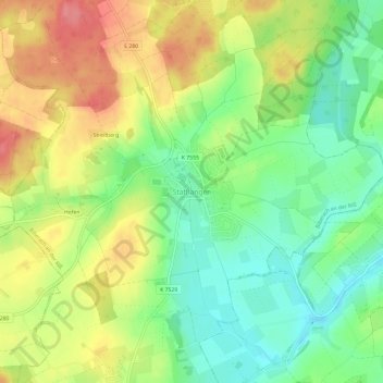 Topografische kaart Stafflangen, hoogte, reliëf