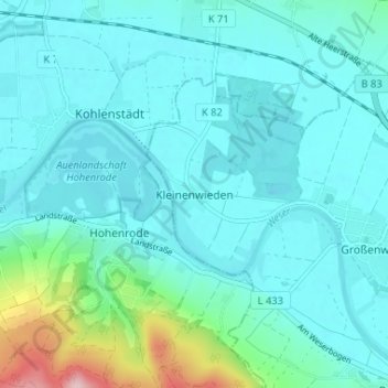 Topografische kaart Kleinenwieden, hoogte, reliëf