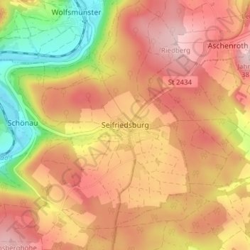 Topografische kaart Seifriedsburg, hoogte, reliëf
