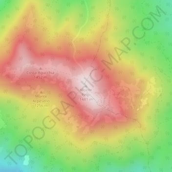 Topografische kaart Monte Pelpi, hoogte, reliëf