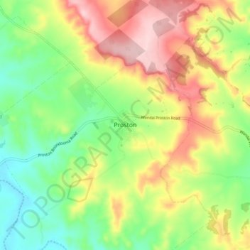 Topografische kaart Proston, hoogte, reliëf