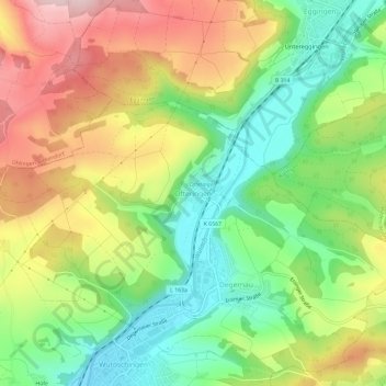 Topografische kaart Ofteringen, hoogte, reliëf