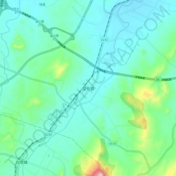 Topografische kaart 昆仑镇, hoogte, reliëf
