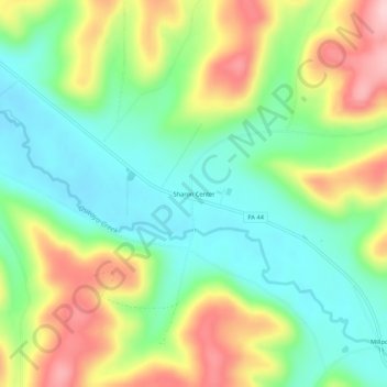 Topografische kaart Sharon Center, hoogte, reliëf