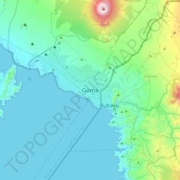 Topografische kaart Goma, hoogte, reliëf