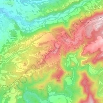Topografische kaart la Guàrdia, hoogte, reliëf