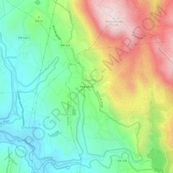 Topografische kaart Pedrulhos, hoogte, reliëf