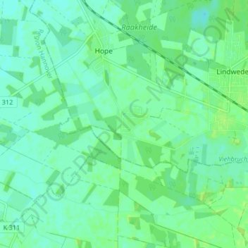 Topografische kaart Adolfsglück, hoogte, reliëf
