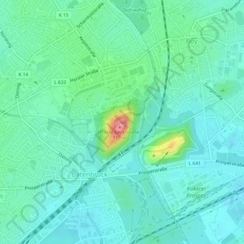 Topografische kaart Tetraeder, hoogte, reliëf