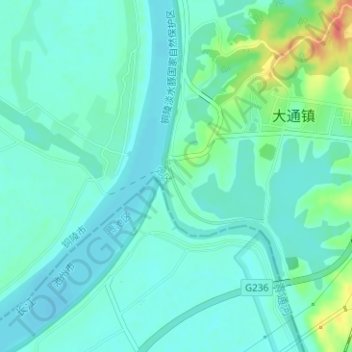 Topografische kaart 大通古镇, hoogte, reliëf