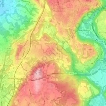 Topografische kaart Schianno, hoogte, reliëf