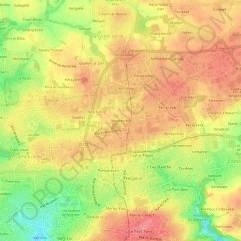 Topografische kaart Mesmerrien, hoogte, reliëf