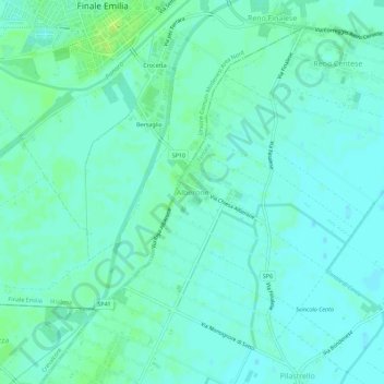 Topografische kaart Alberone, hoogte, reliëf