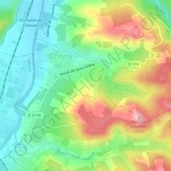 Topografische kaart Coumo-Nivert, hoogte, reliëf