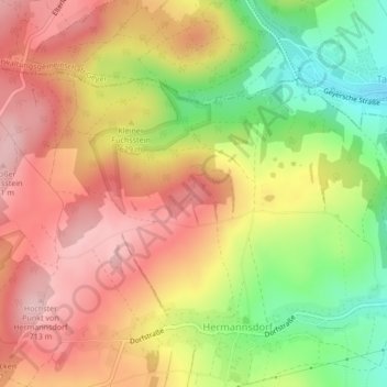 Topografische kaart Naturdenkmal Singersteine, hoogte, reliëf