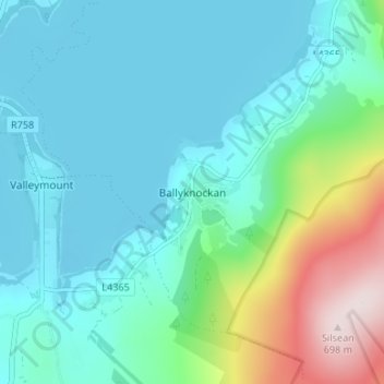 Topografische kaart Ballyknockan, hoogte, reliëf