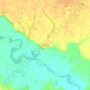 Topografische kaart Acqualunga, hoogte, reliëf