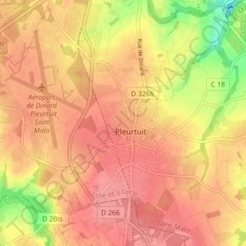Topografische kaart L'Ouche, hoogte, reliëf