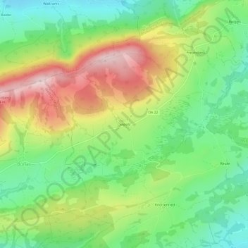 Topografische kaart Diepolz, hoogte, reliëf
