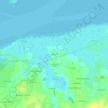 Topografische kaart Le Tertre, hoogte, reliëf