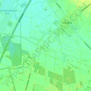 Topografische kaart Frede, hoogte, reliëf