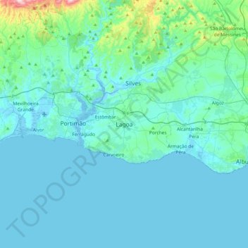 Topografische kaart Lagoa, hoogte, reliëf