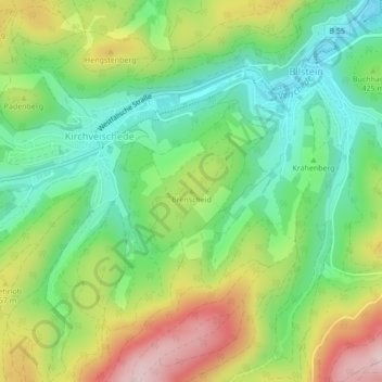 Topografische kaart Brenscheid, hoogte, reliëf
