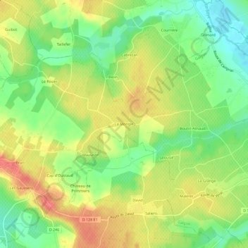 Topografische kaart La Mongie, hoogte, reliëf