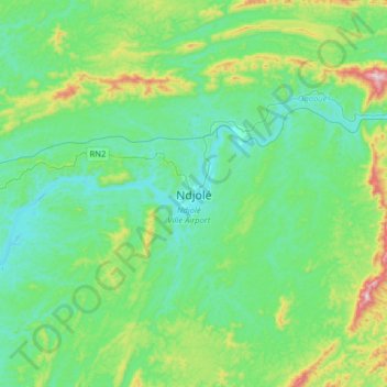 Topografische kaart Ndjolé, hoogte, reliëf