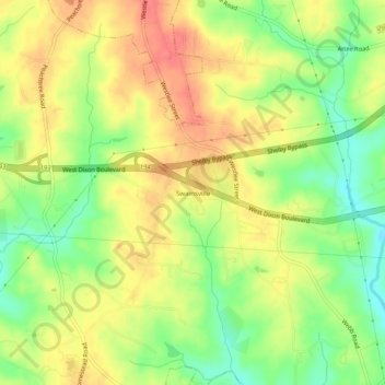 Topografische kaart Swainsville, hoogte, reliëf