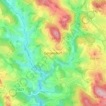 Topografische kaart Götzendorf, hoogte, reliëf