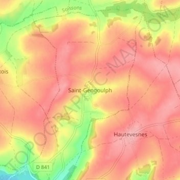 Topografische kaart Saint-Gengoulph, hoogte, reliëf