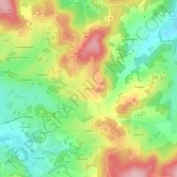 Topografische kaart Chatenet, hoogte, reliëf