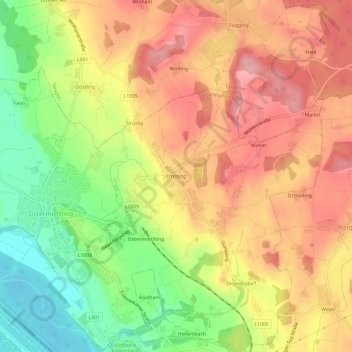 Topografische kaart Ernsting, hoogte, reliëf