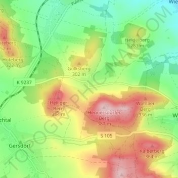 Topografische kaart Hennersdorf, hoogte, reliëf