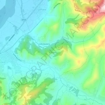 Topografische kaart Bussolino, hoogte, reliëf
