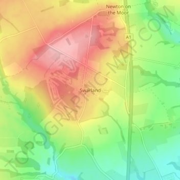 Topografische kaart Swarland, hoogte, reliëf