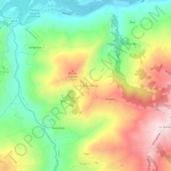 Topografische kaart Cerrè Marabino, hoogte, reliëf