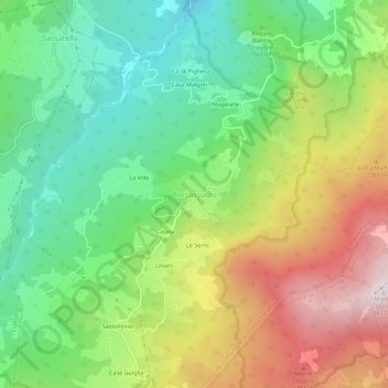 Topografische kaart Boccassuolo, hoogte, reliëf