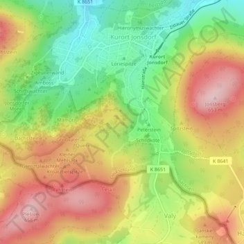 Topografische kaart Bruder Klaus, hoogte, reliëf