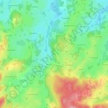Topografische kaart Cheix, hoogte, reliëf